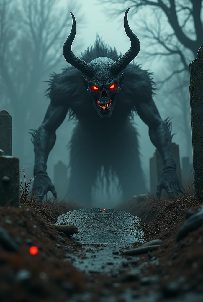 Devil around grave