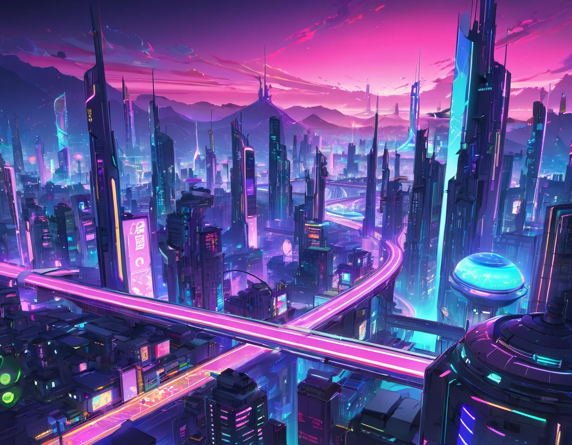 Landscape only、Neon futuristic city