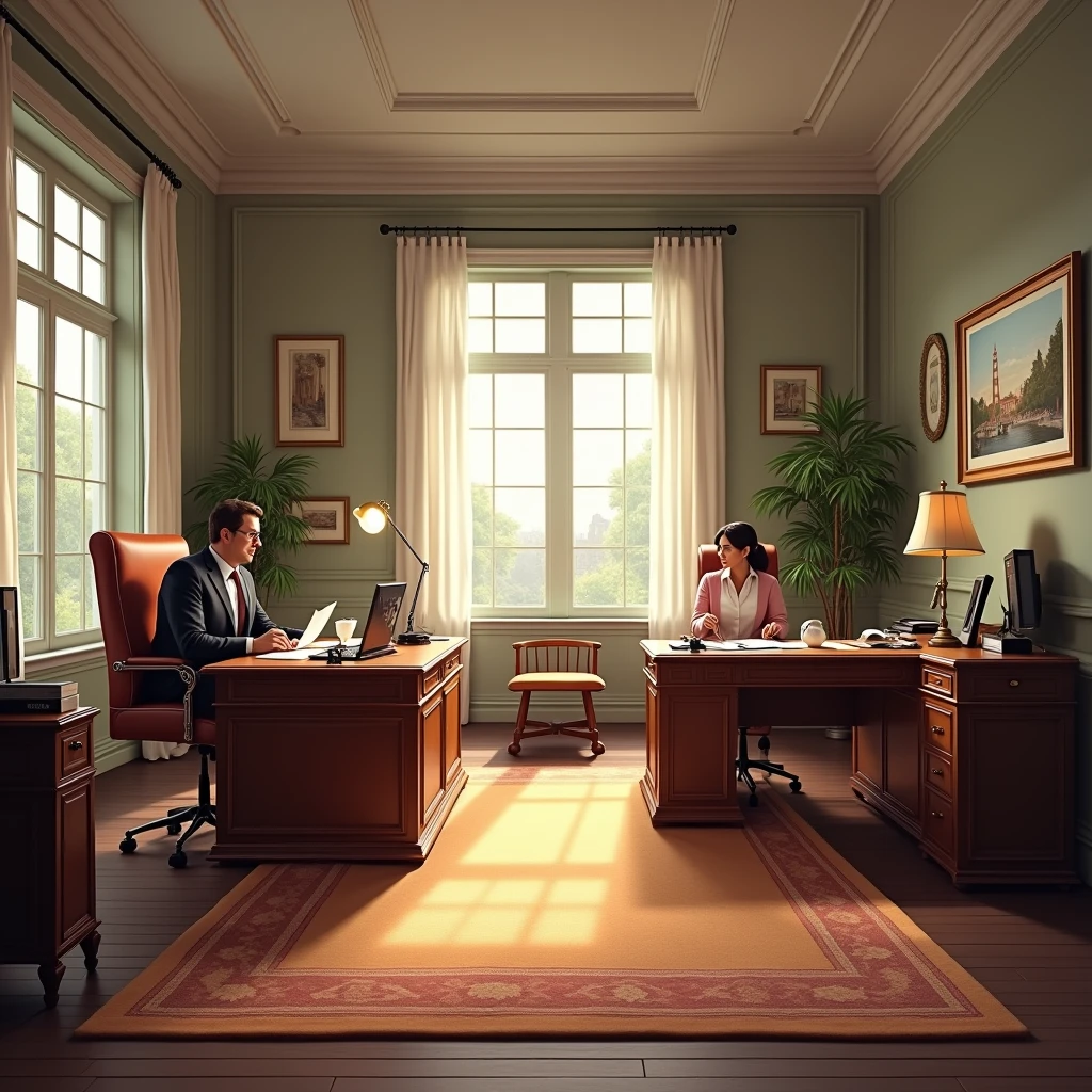 Classic style two-desk office