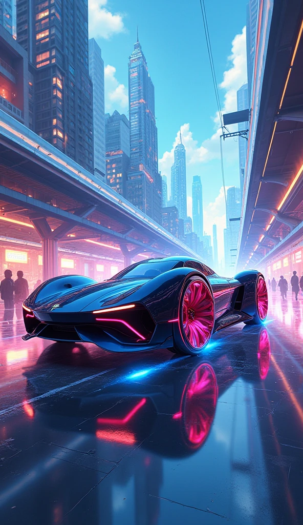 anime, painting, sci-fi, futuristic car, levitating low to the ground, the latest futuristic technology