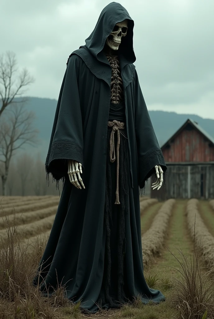 Black Death costume with a farm