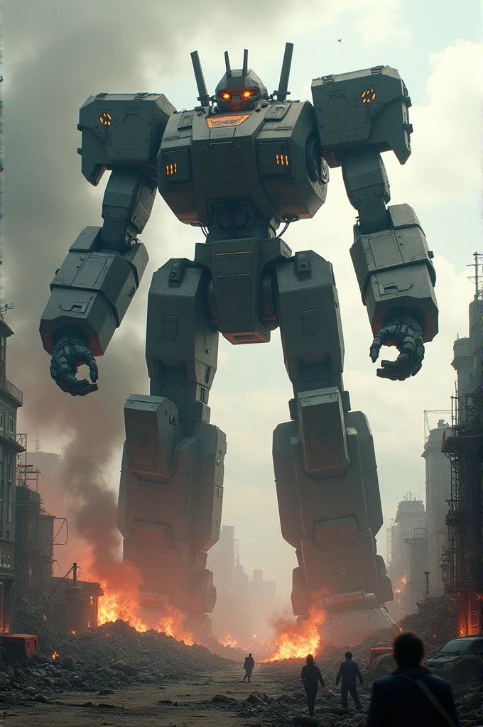 A huge mecha destroying the world