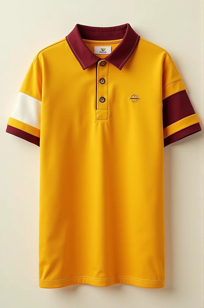 Yellow,marron & white color coller t shirt