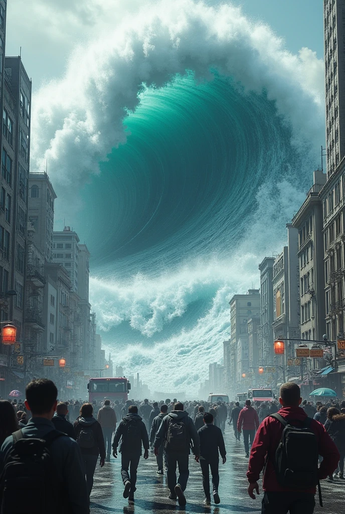 100m tsunami Genuine The city is engulfed