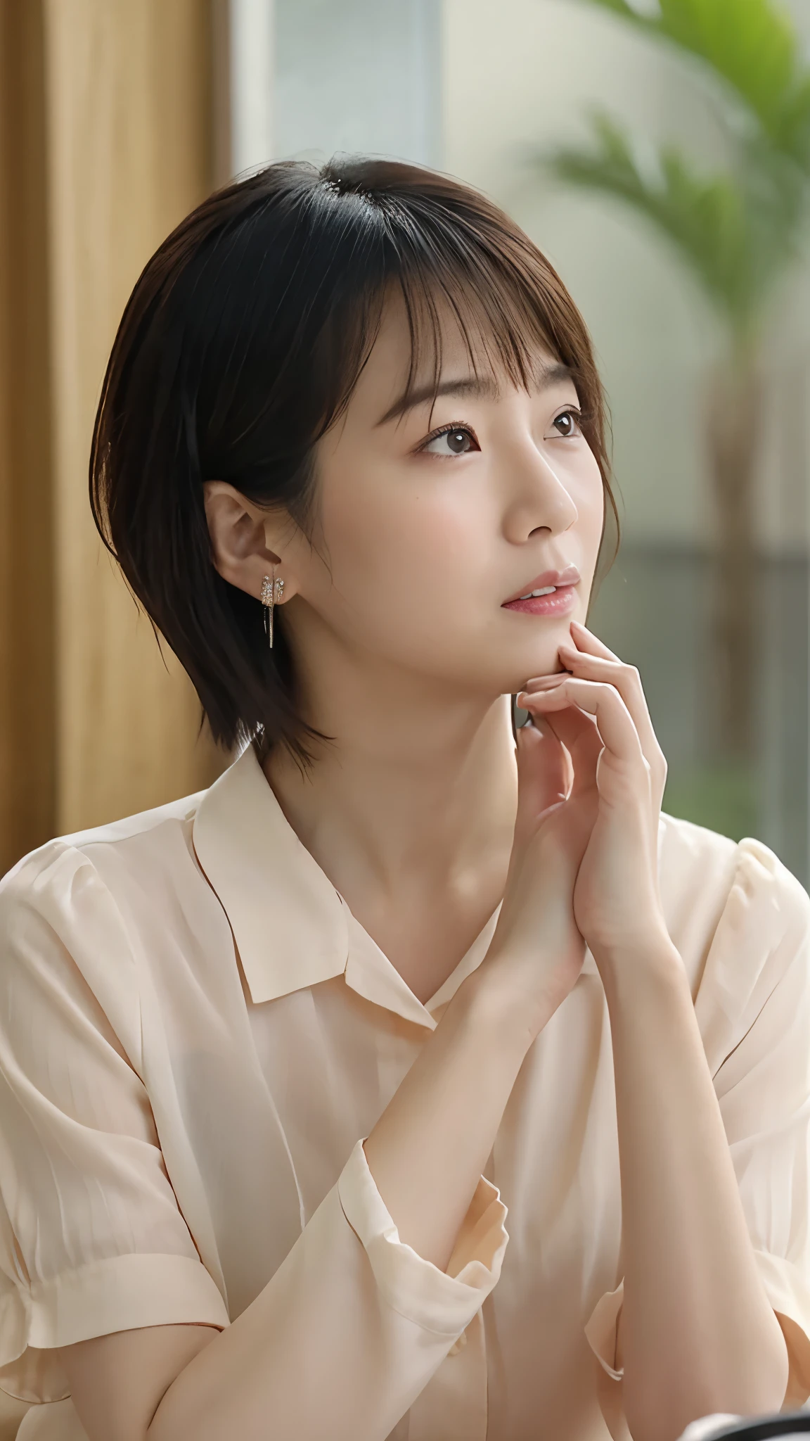 Japanese 40year old woman 、Bust up images、Short Hair、double The whole picture clear
古いApartment room background、Sitting、Very sad face、A painful expression、Mouth open、Talking about something、Mouth open、Tears are flowing、Tears are overflowing、Close-up of face、Tears flowing、Gazing into the distance、Plain summer short-sleeved shirt、