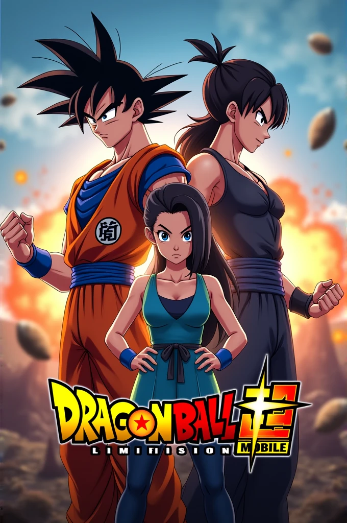 Make a youtube thumbnail including dbs and a sara character from bgmi