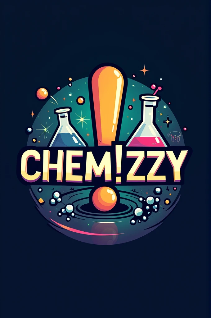 Create a logo named CHEM!ZZY with chemistry theme