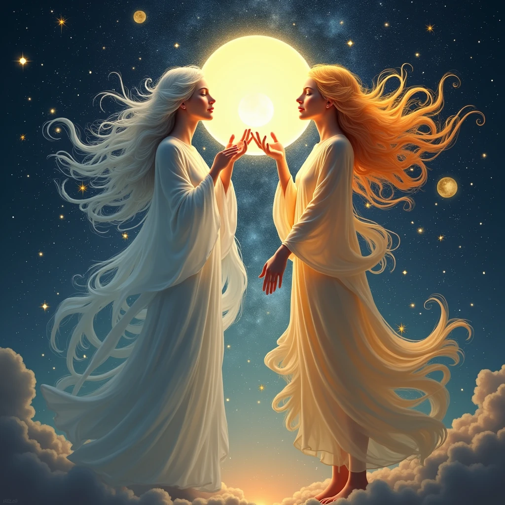 Goddess of the moon and goddess of the sun