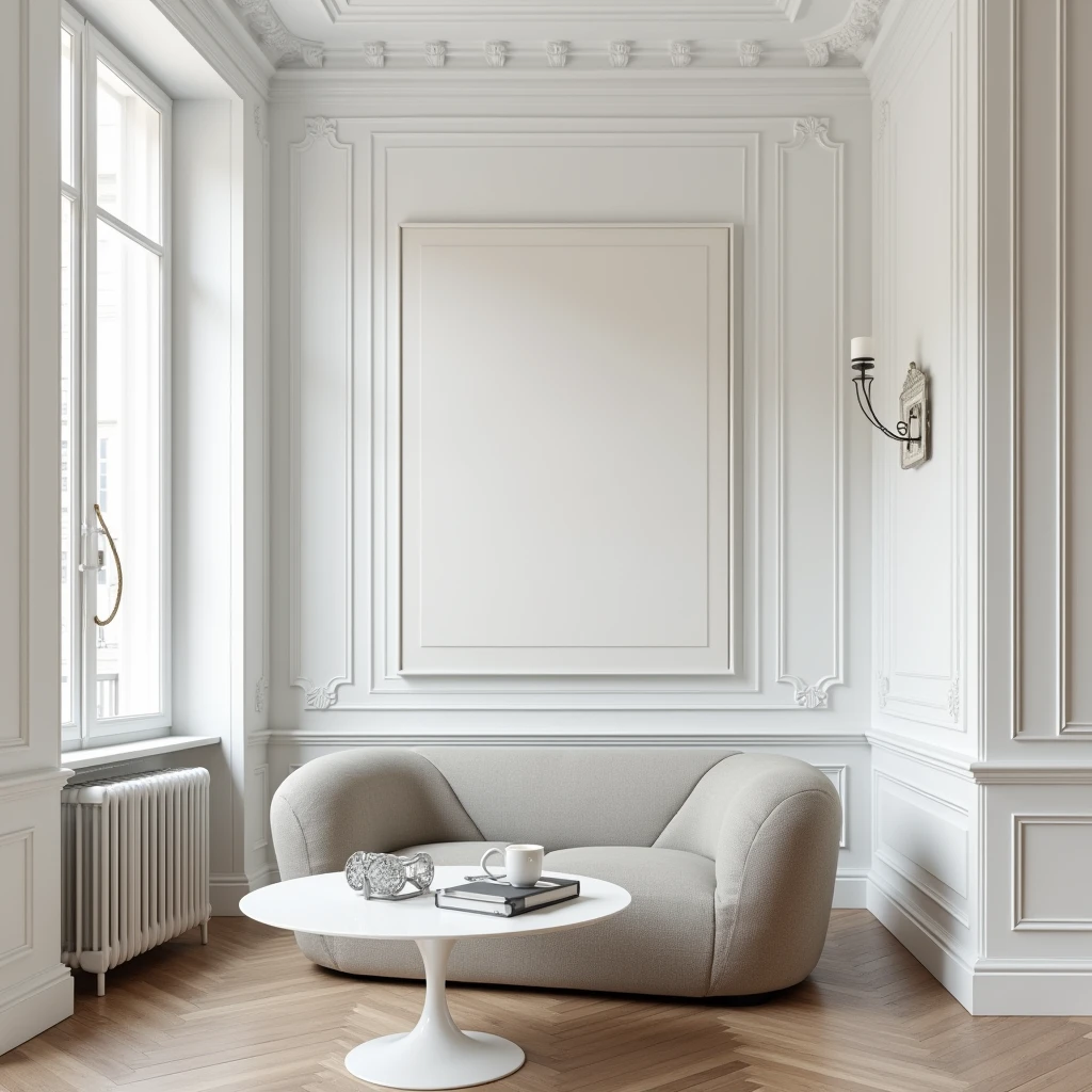 interior, Haussmannien, paris, FRENCH HERRINGBONE , Vitra mable, mur blanc, design, art
