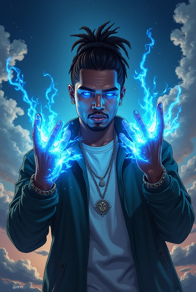 Make a mix of the rapper Sabotage with Super Shock ( He has blue rays)