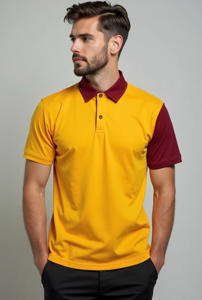 Yellow,maroon white color collar official t shirt