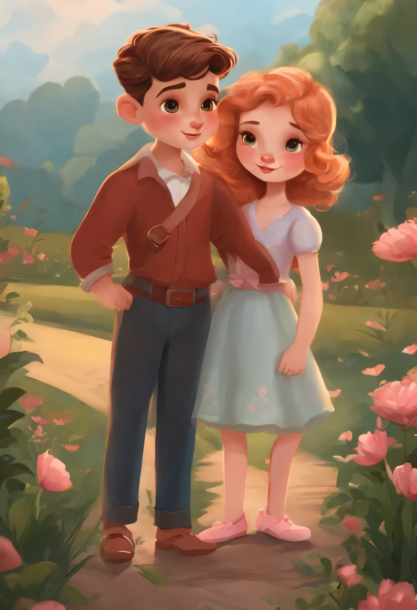 Cartoon couple everyday，The boy is a piglet，Girls are cats