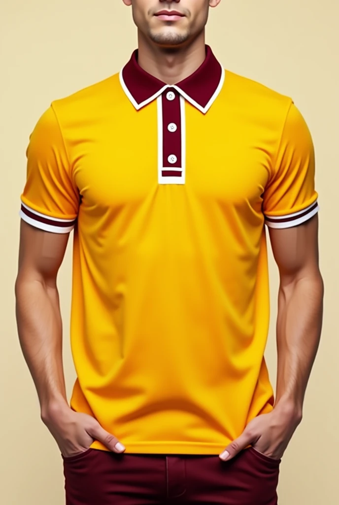 Yellow,maroon white color collar official t shirt design front & back side