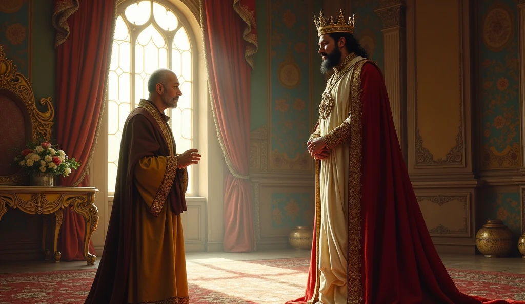 A king was looking at the monk