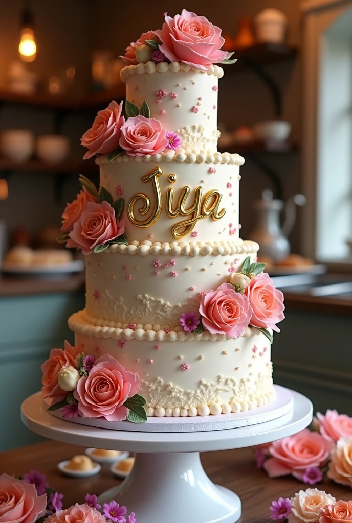 A cake with jiya name