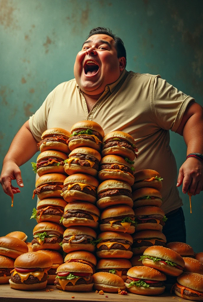 Fat man eating 50 burger movie poster