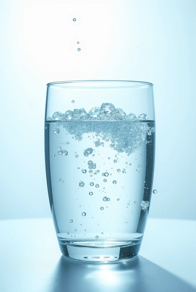 Glass of water with bubbles inside
