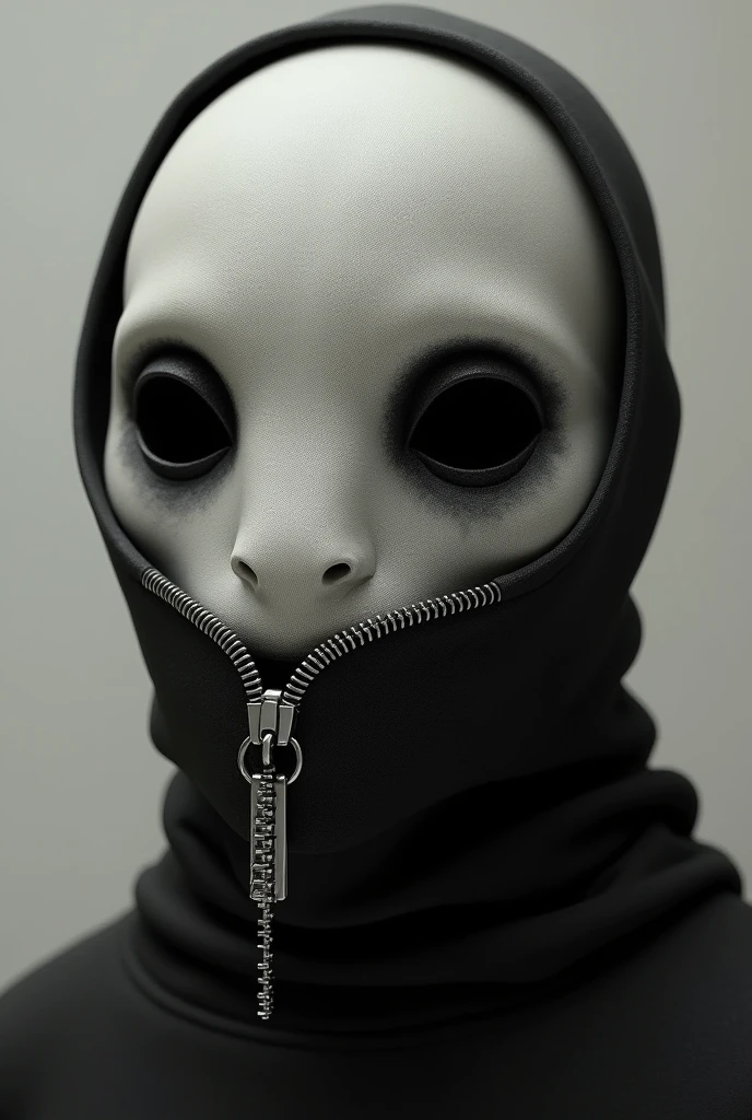 inspired by the name Chuck The Zipper。 The color is monochrome and the mouth is a zipper with the slider positioned at the right corner of the mouth.。