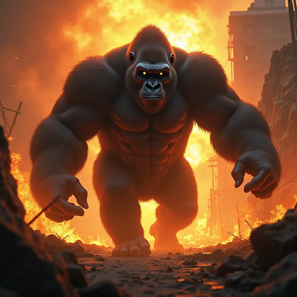 gorilla、Fire scene、Seeking help