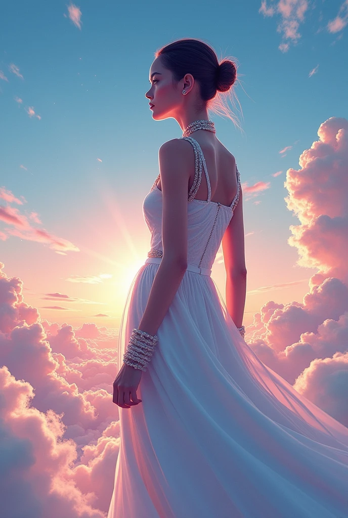 Make a cover page for my fashion designing project inspired from sky and write a somthing about sky