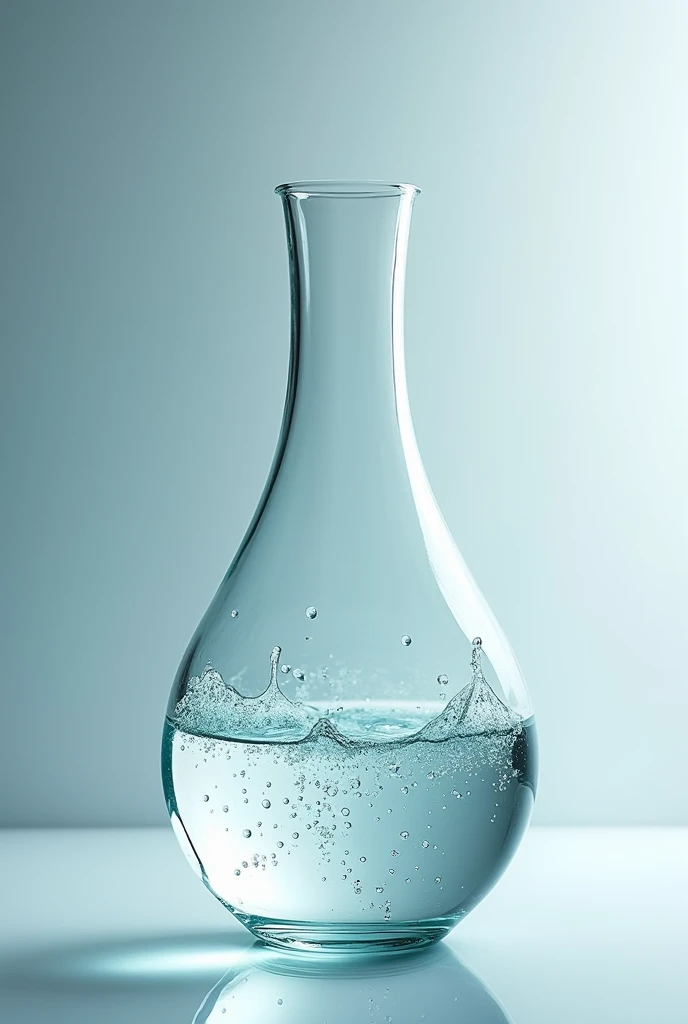 Glass vase with water and small bubbles in the water