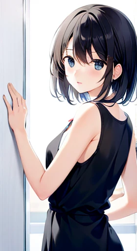 one person's, (Ultra_detailed), (Written boundary depth), like , gloves, Mouth closed, Long Hair, star (symbol), View your viewers, (Rainbow Hair ), Purple eyes, Upper Body, hair ornaments, :p, Frills, maid dress, smile, No sleeve, maid, symbol pupils, fringe, star pupils, maid caffe, Roaring years, Isoscale, From above, null, flower, cliff, Center of chest, (Folded), (With low-cut top), maid, city, Tokyo、Long black hair、Big Breasts