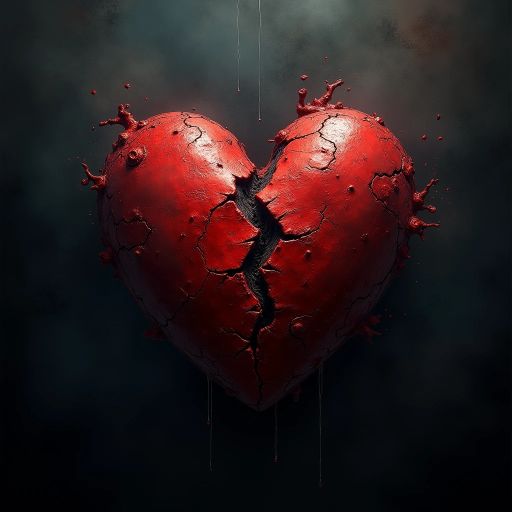 Masterpiece. Album cover. HDR. High Contrast. Music Genre: Rock. No text. No words. Rock album art. Heart Break.
