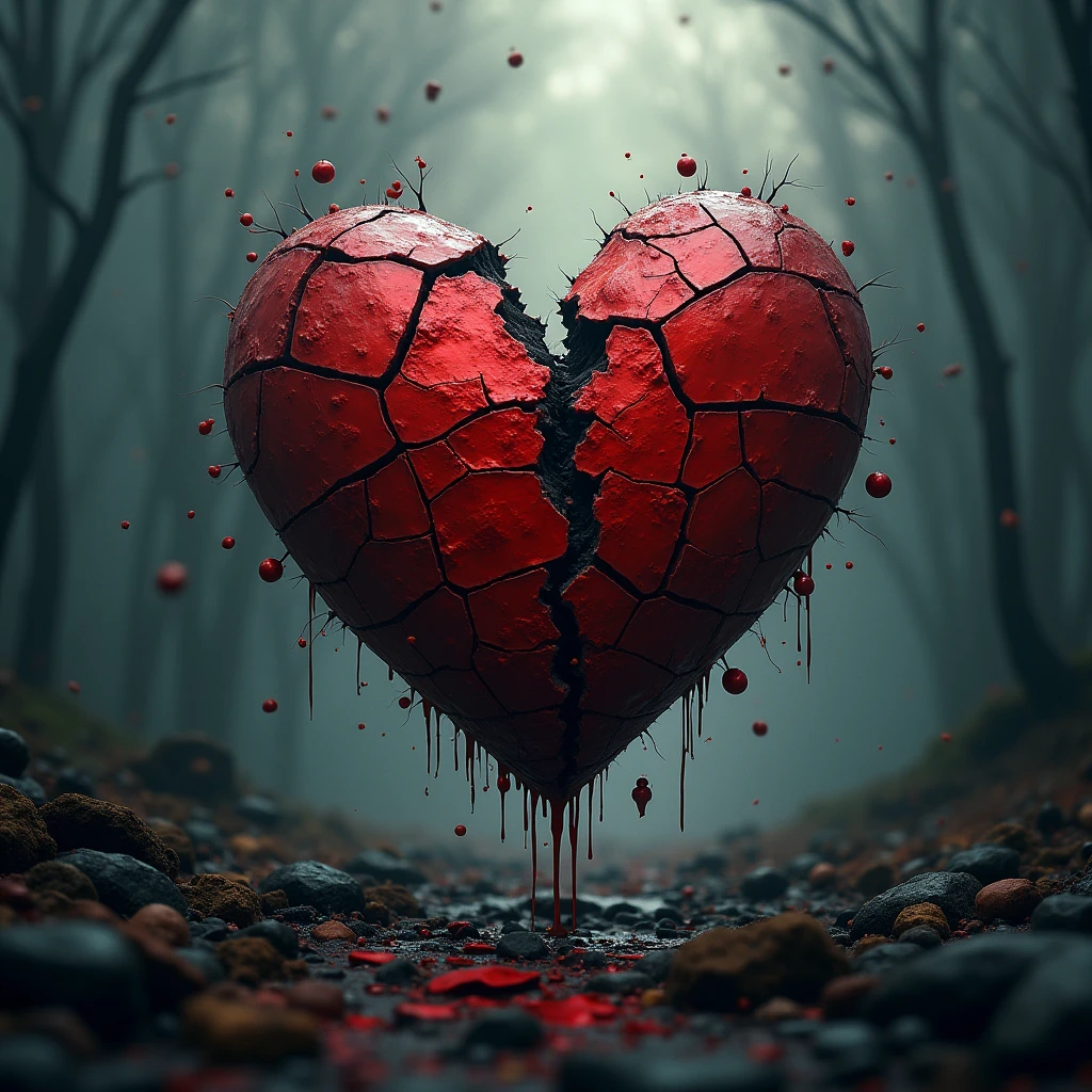 Masterpiece. Album cover. HDR. High Contrast. Music Genre: Rock. Rock album art. Heart Break. [Words: Shattered]
