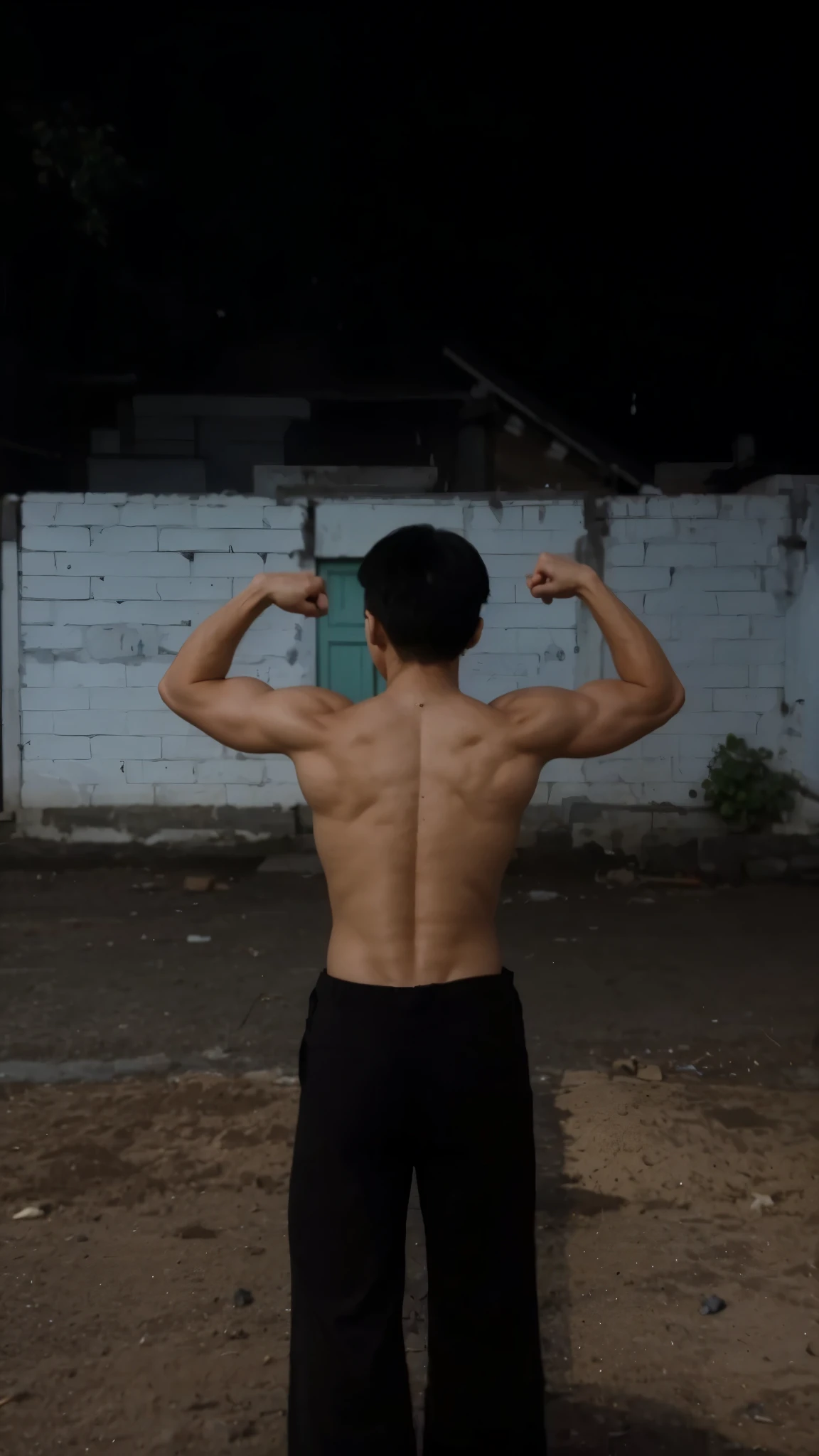 Muscular arms,muscular back,pinggang ramping