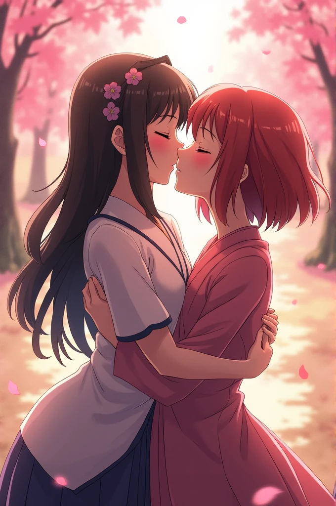 Sakura and Hinata kissing