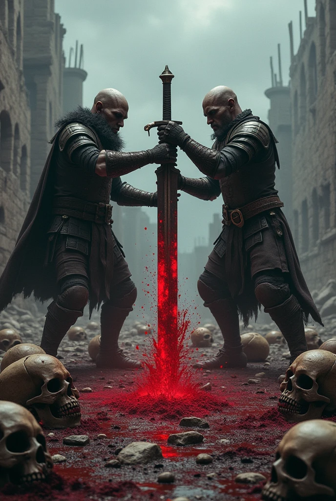 Skulls and sword, blood tainted