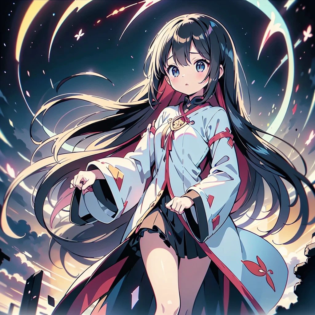 1girl,Super detailedな顔、Delicate hair、Masterpieces of art、(((Perfect Anatomy、Highest quality、Masterpiece、Official Art、Super detailed、Delicate lines、Dynamic composition、X Composition、S composition、Triangular composition、Square Composition)))、Dark fantasy heroine、Fantasy、Anime Style、Original hairstyle、Original clothing、Neon Color Palette、Absurd、Holding a giant sword with both hands、