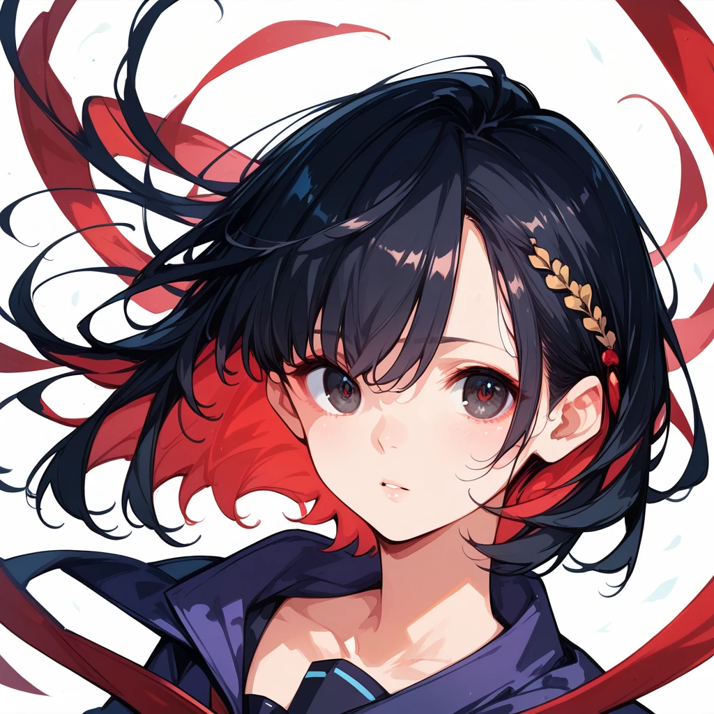 score_9, score_8_up, score_7_up, masterpiece, ultra-detailed, pretty eyes, anime-Style, sendou ayumu, tsurime, Black hair, red Inner hair, Medium Hair, Black serafuku, white background, FaceUP
