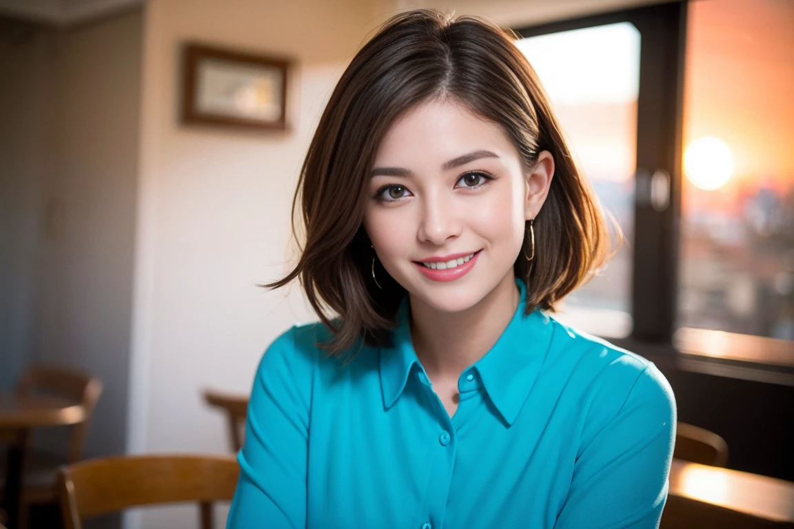 ((Highest quality、8k、masterpiece:1.3))、slimカップル、modelカップル、(Realistic, Intricate details:1.2), sashimi、Tempura、Japanese sake、Shochu 、Amazing view of the sunset sky and clouds、A bright smile、The wonderfulness of smile、Bright image、The beauty of wine, Beautiful Face, blue eyes, The light shines on your face, blush, short hair,Bright Face、 (Age 37), 39 years old, sparkling wine、Two beauties、Brown Hair、Shortcuts、Long sleeve shirt、dress、Beautiful woman 1, (slimな顔), (The body is slim), (Brown Hair), (Shortcuts), cheeks turn a little red,Attractive beauty、restaurant, In a prominent place (From the waist up) Nova Frog Style, actress, model, Upper Body, White wine, slim, smile, (smile: 1.15), Beautiful fine grain, Depth f/2,saturation, High Contrast, Strong light and shadow,Moist Body:1.5、3D texture、Delicate eyes、Brown Hair、The hair is very shiny、