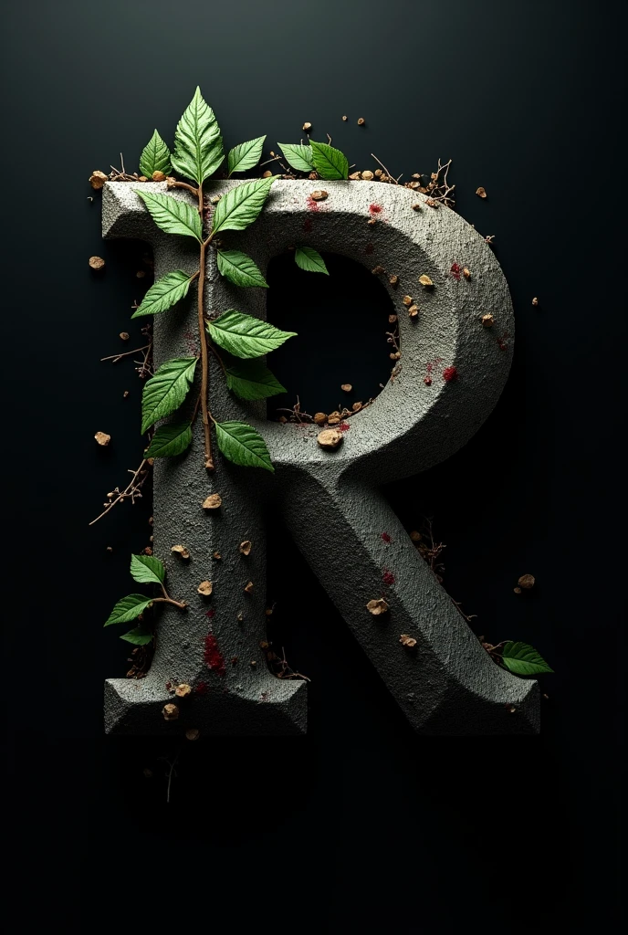 Please make logo ratio 1:1 for mcupload.com but use symbol R only and theme nature Army, blood and some heavy detailed,black background no one.