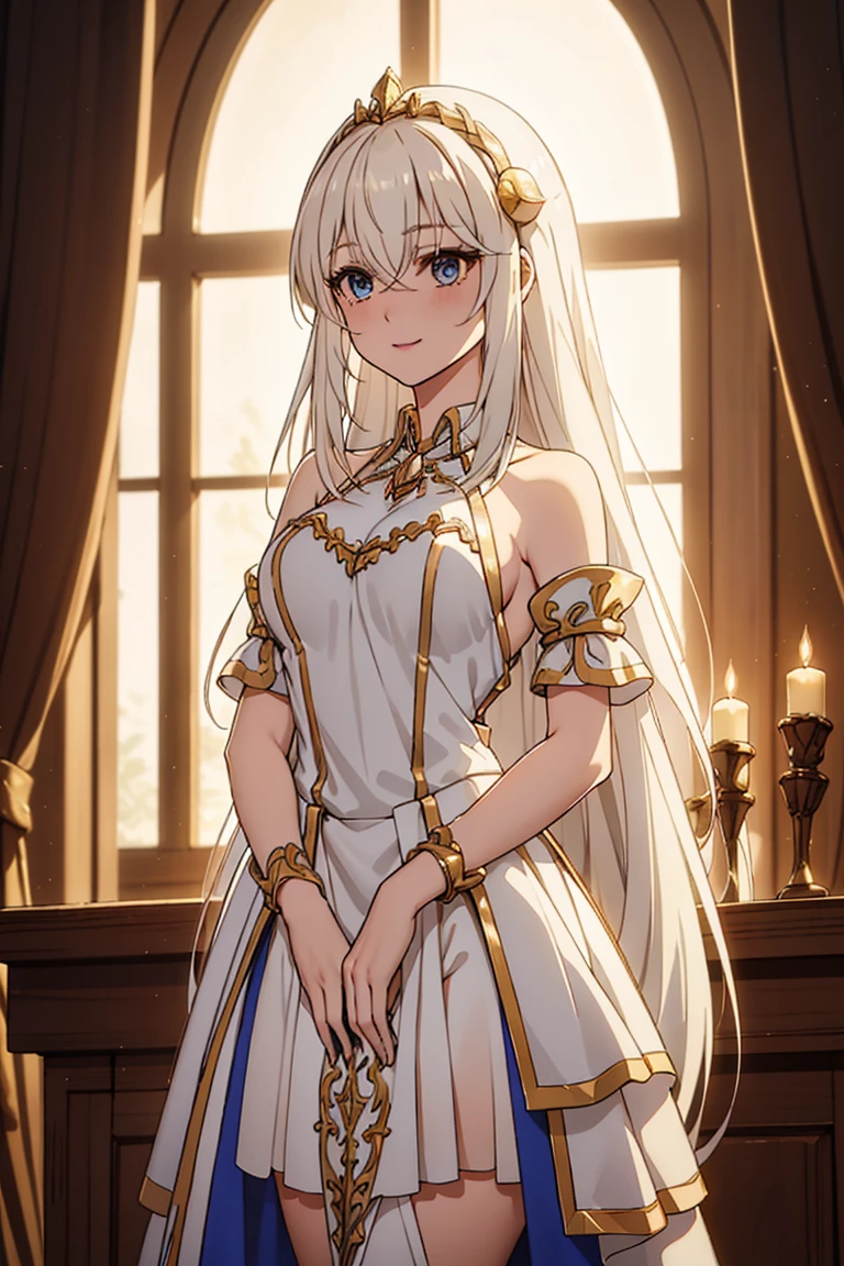 Teenage Girl，Fantasy World Princess，obsessed，Full Breasts，in love，sacred，(And the White Princess Dress:1.3)，Blonde hair and blue eyes，Blue eyes，Great Sword，holy sword，Super super details，Ruffles，大量Lace，(There are stripes on the clothes:1.2)，(Dress nicely:1.1)，(Layered Skirt),Sheer and transparent clothing，Beautiful and delicate face，Movie Lighting，night，The only person，Lace,(shine:1.2), (Best quality), (masterpiece:1.2),sparkling gemstones