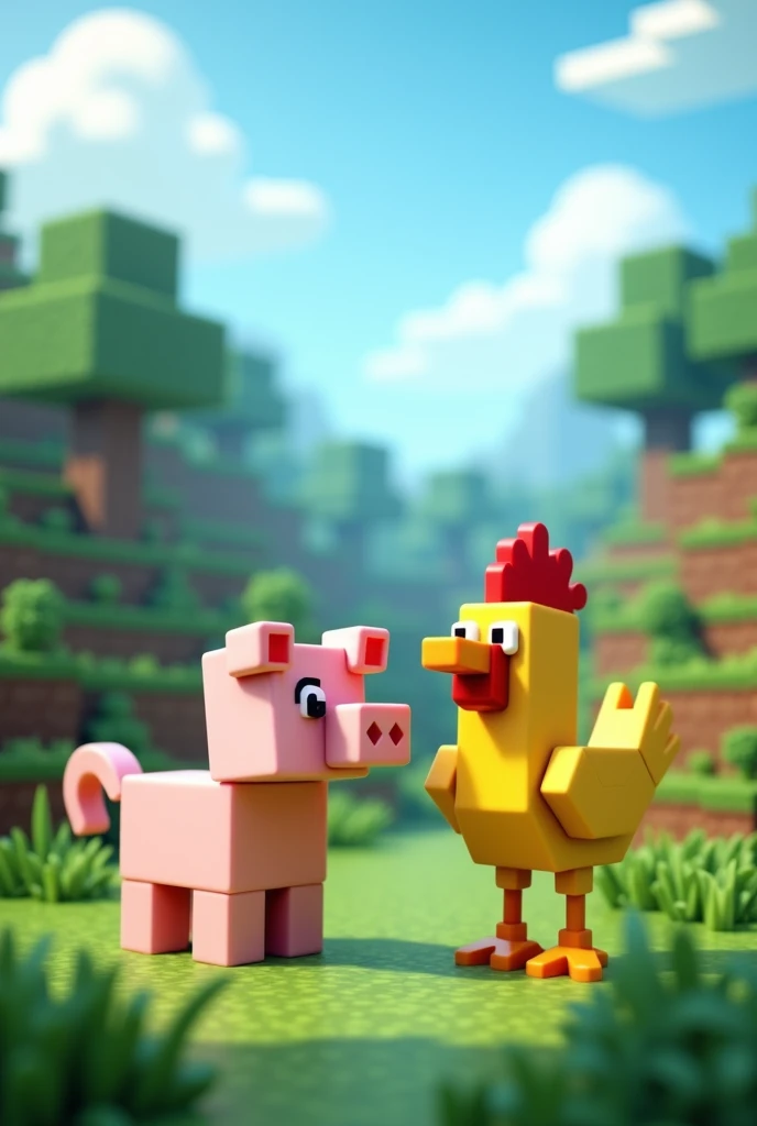 Minecraft pig and chicken
