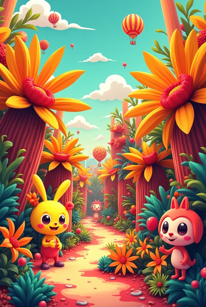 in the style of cartoony characters, , bloomcore, yellow and red, pop-inspired installations, close up, boor