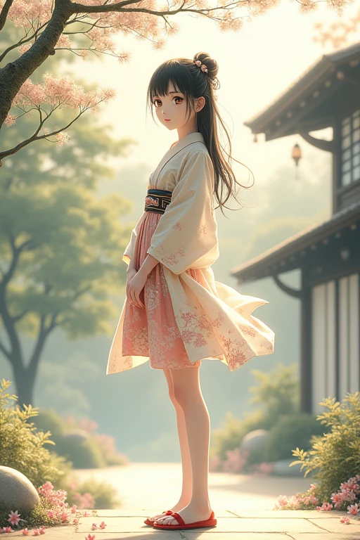 ((best quality))，((long legs)), ((10 year old tall girl)) standing  Japanese
