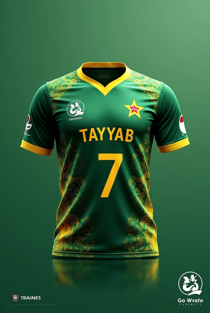 Pakistan cricket team jersey with number 7 and name Tayyab