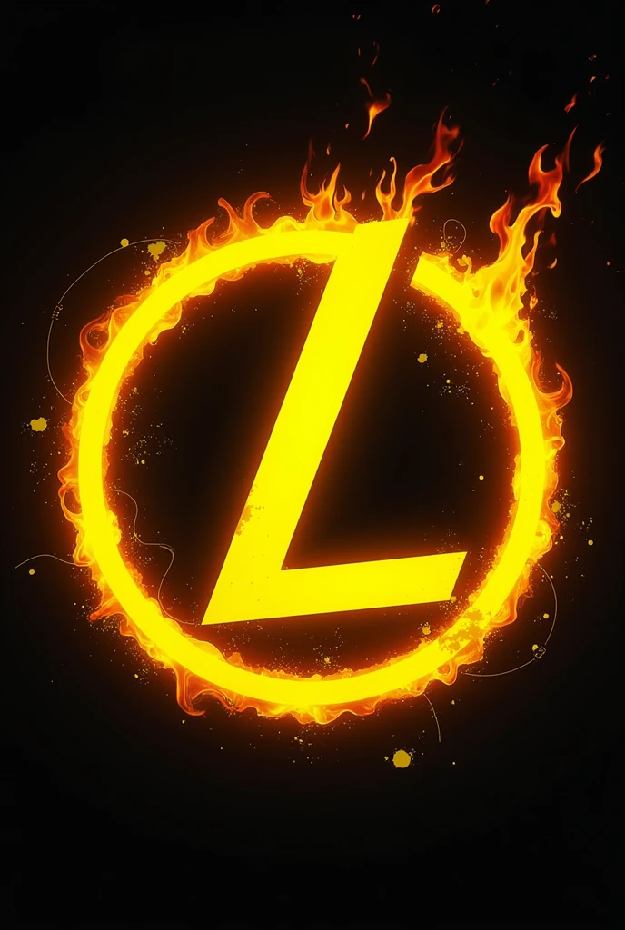 Create an avatar with the letter L as the main color with yellow color, background like a ring of fire