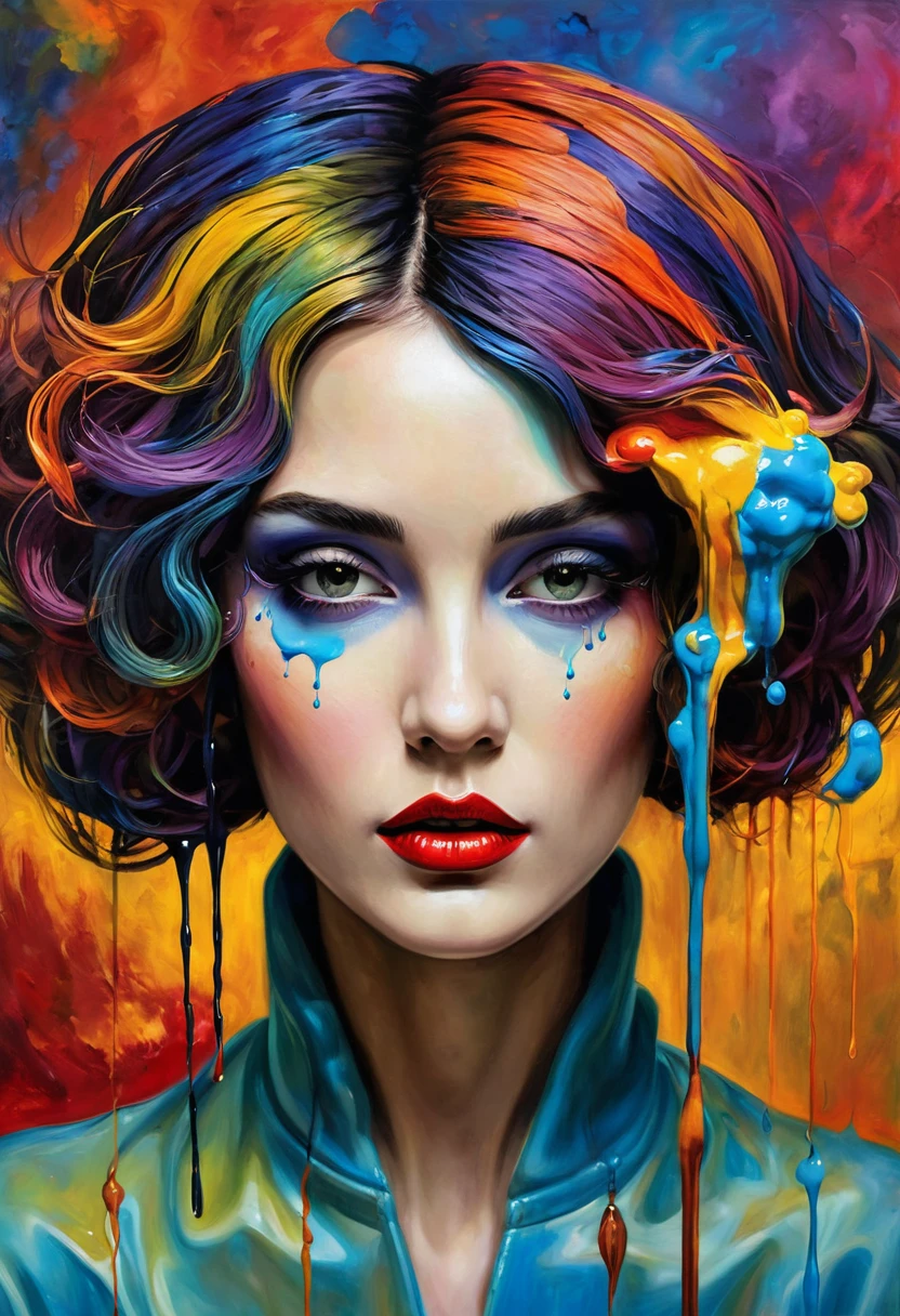 (Artistic Masterpiece of Romantic Life) ( (Themed Art of Life) ( (Conceptual Art) (NFT Exclusive) (Fauvism Work) ()”) Where visual poetry transcends traditional boundaries and embraces the dynamic interplay between creativity and technology Takes),dripping paint,darkart,style, in the style of esao andrews