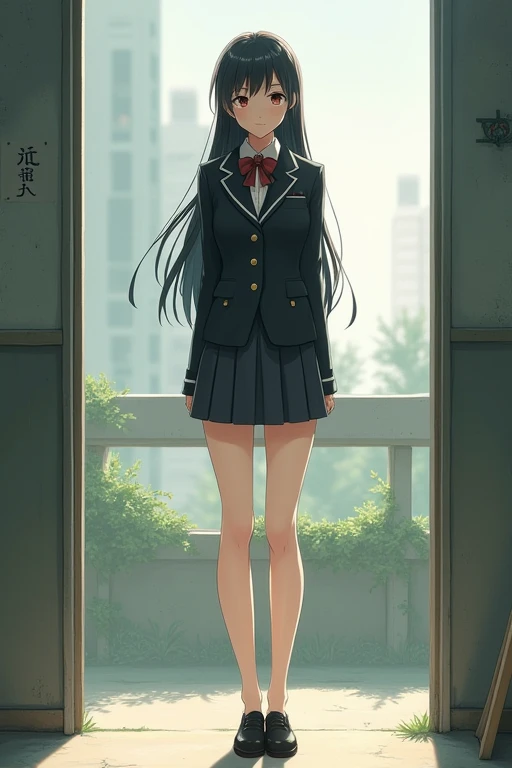 ((best quality)),((long legs)), (( tall girl)) ,standing, Japanese, school uniform,sexy