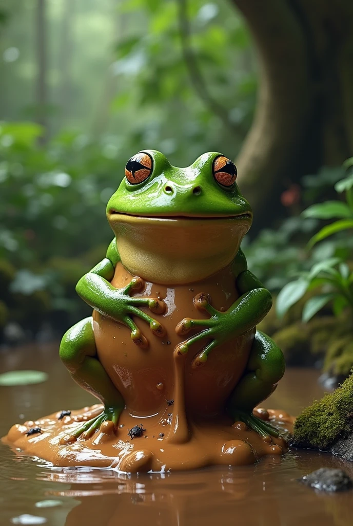 a frog turning into mud 