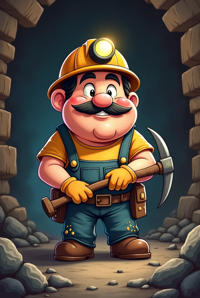 Make it 640×360
Make a photo of a cartoonish miner holding a pickaxe
