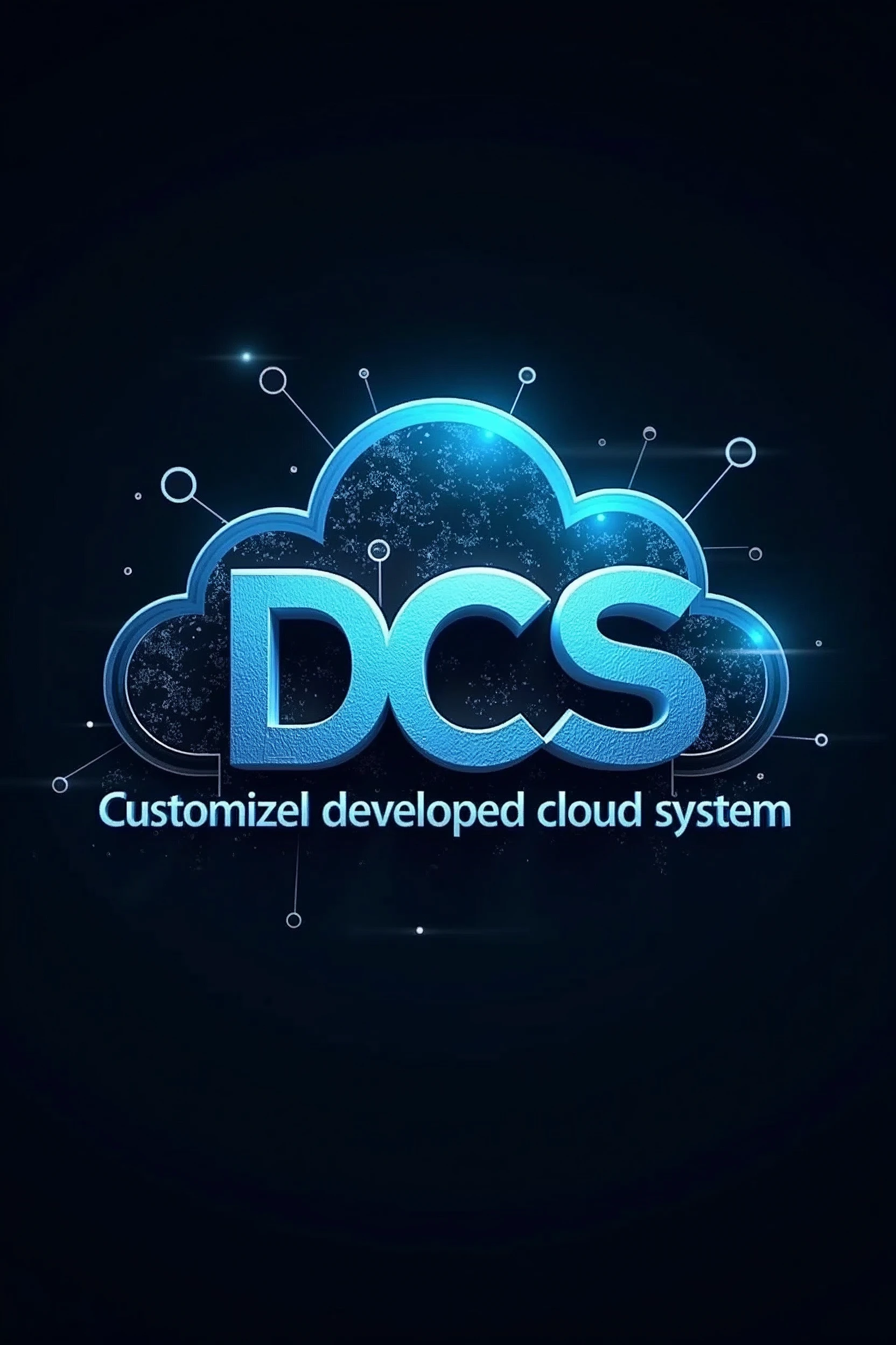 Help me make a logo，The content in the center is the three letters DCS，The English content surrounding it is Customized developed cloud system，The overall needs to have a texture and a sense of technology