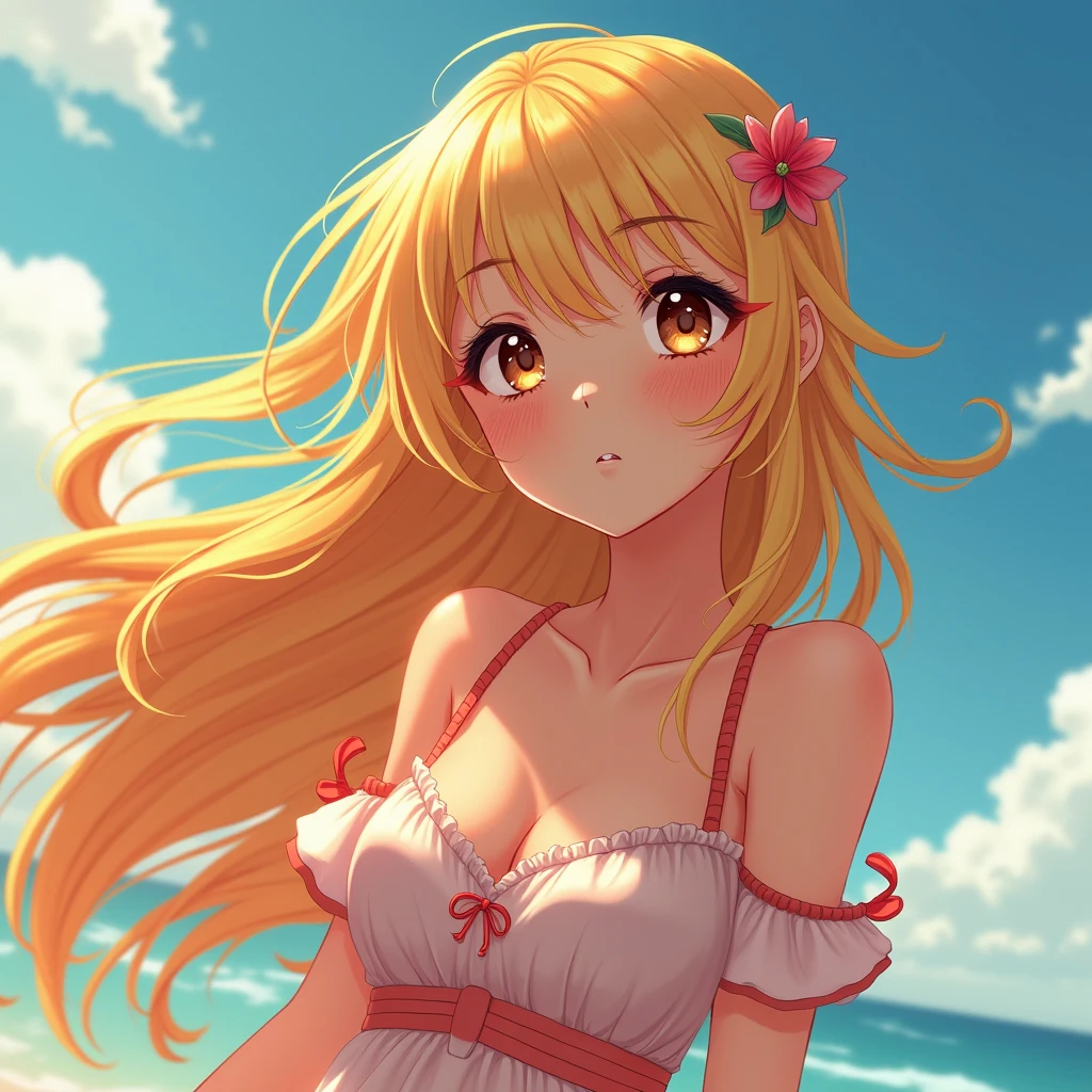 Mi generesti una bellissima immagine  di una ragazza anime con le conchiglie
