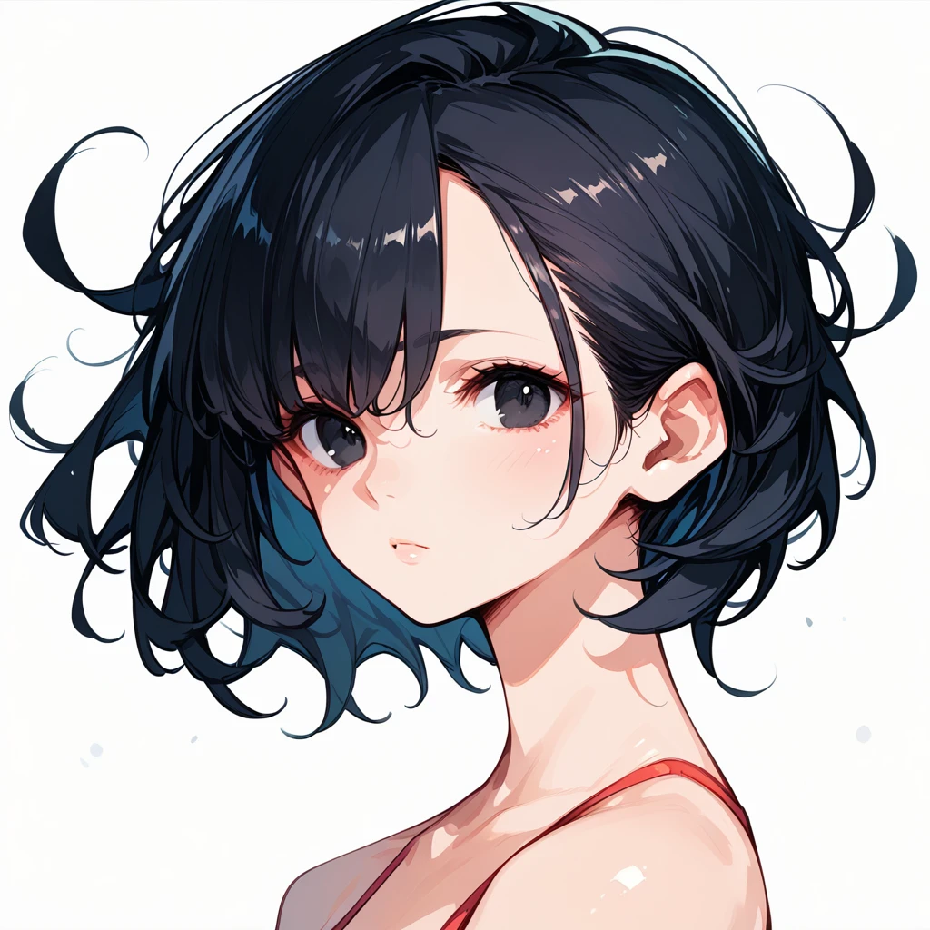 score_9, score_8_up, score_7_up, masterpiece, ultra-detailed, pretty eyes, anime-Style, kaoru tanamachi, black eyes, black hair, messy hair, white background, FaceUP
