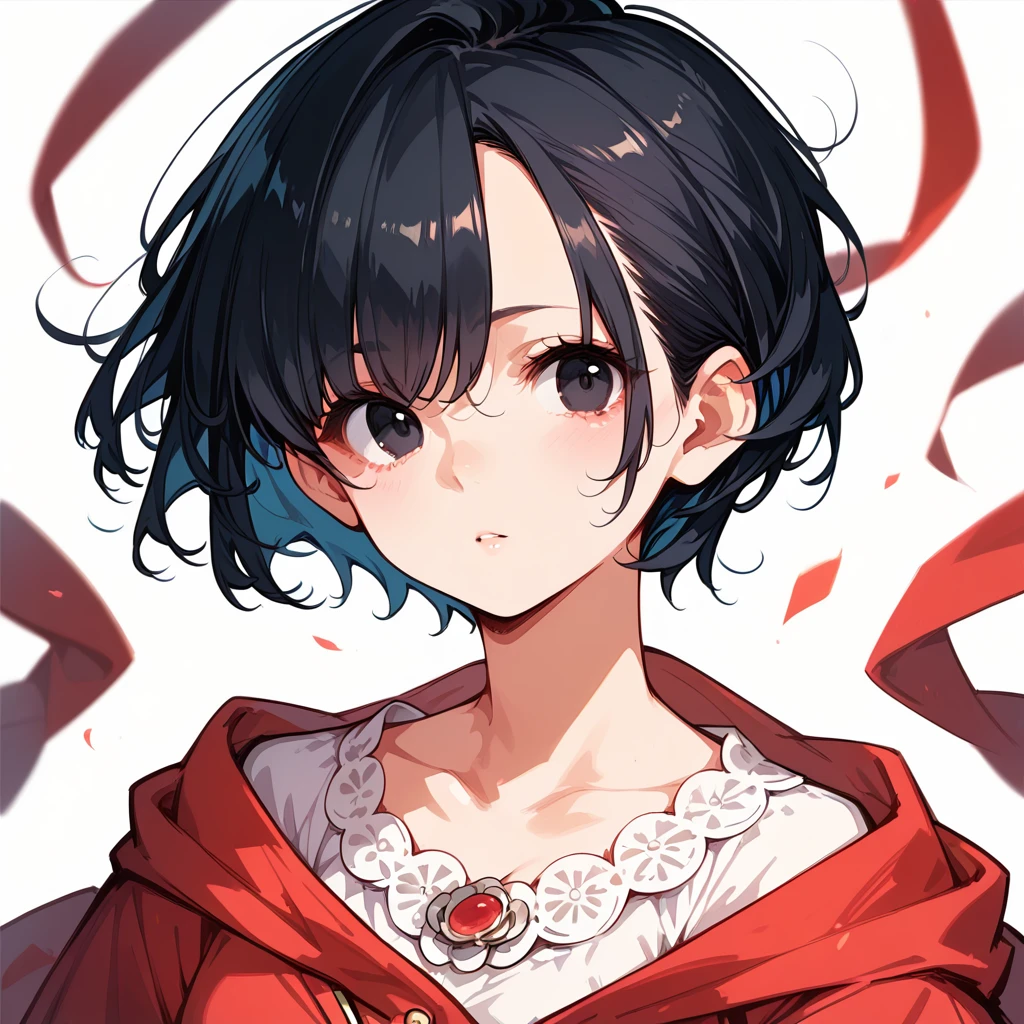 score_9, score_8_up, score_7_up, masterpiece, ultra-detailed, pretty eyes, anime-Style, kaoru tanamachi, black eyes, black hair, messy hair, white background, FaceUP
