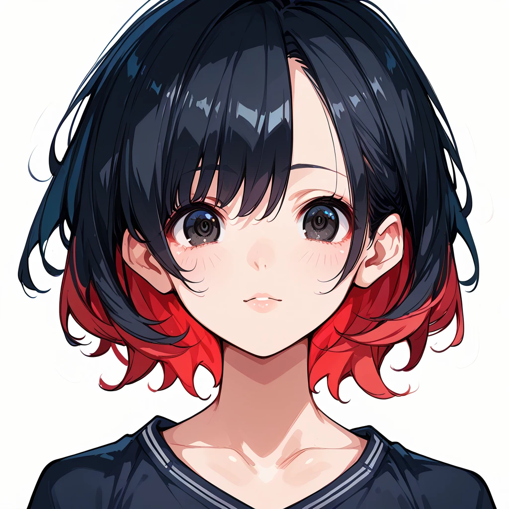 score_9, score_8_up, score_7_up, masterpiece, ultra-detailed, pretty eyes, anime-Style, sendou ayumu, tsurime, Black hair, red Inner hair, Medium Hair, Black serafuku, white background, FaceUP
